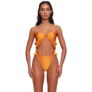 AI-15. Andrea Iyamah Mulan Bikini Top in Sunset Gold XS